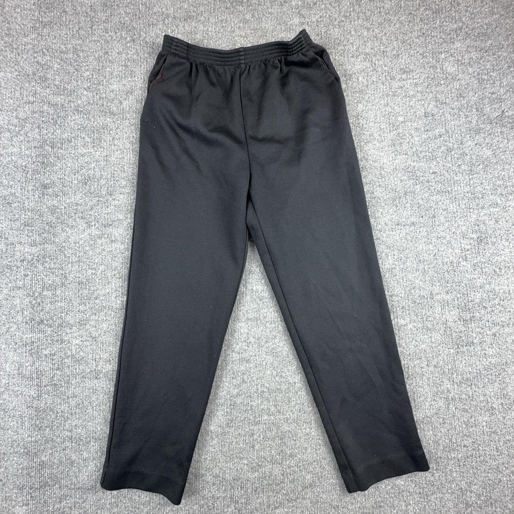 Vintage‎ Alfred Dunner Dress Pants Womens 14 Black Knit Elastic Waist Made USA